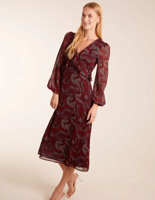 Frill Seam V Neck Midi Dress sold by Blue Vanilla