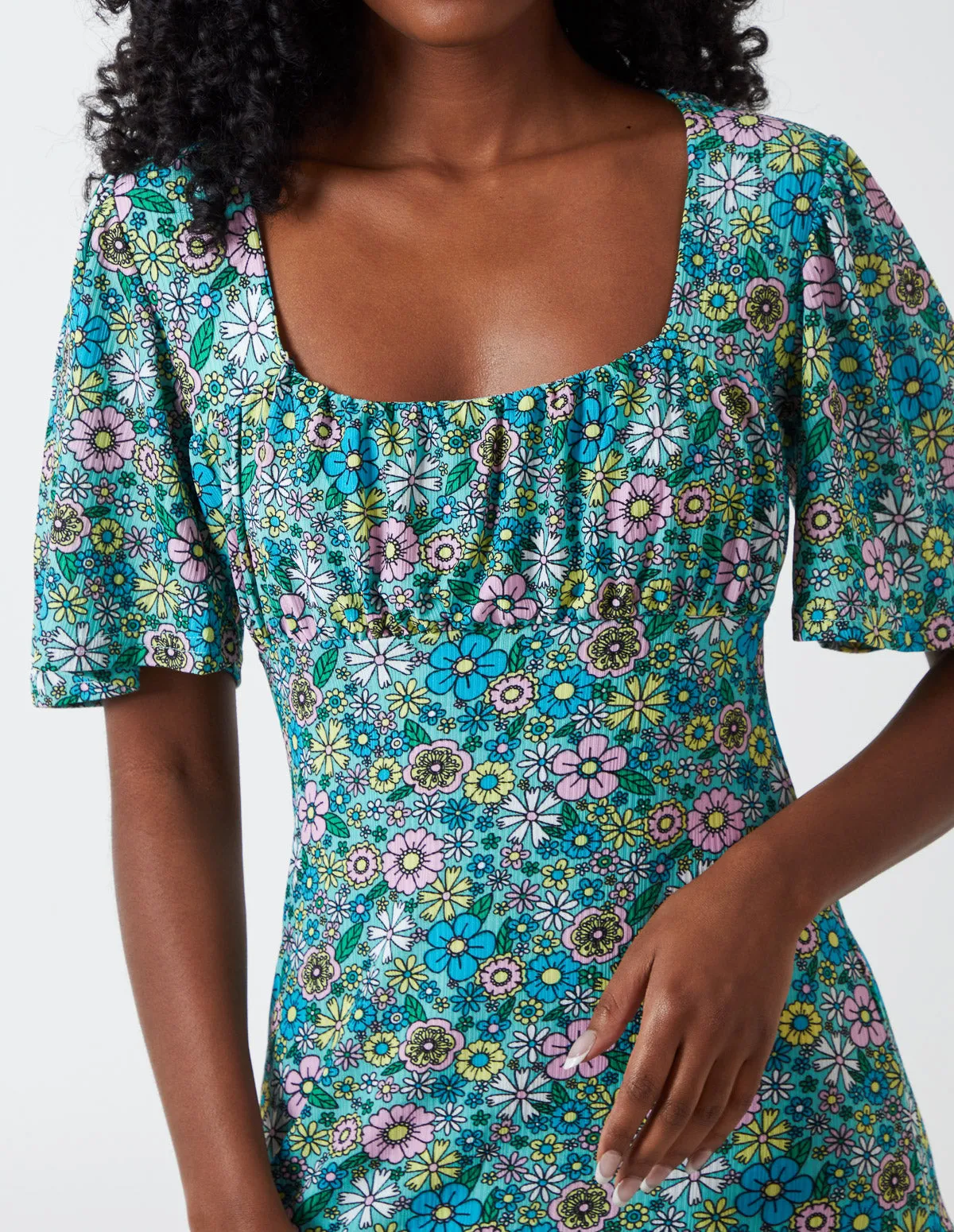 Ruched Front Angel Sleeve Dress sold by Blue Vanilla product image thumbnail 4