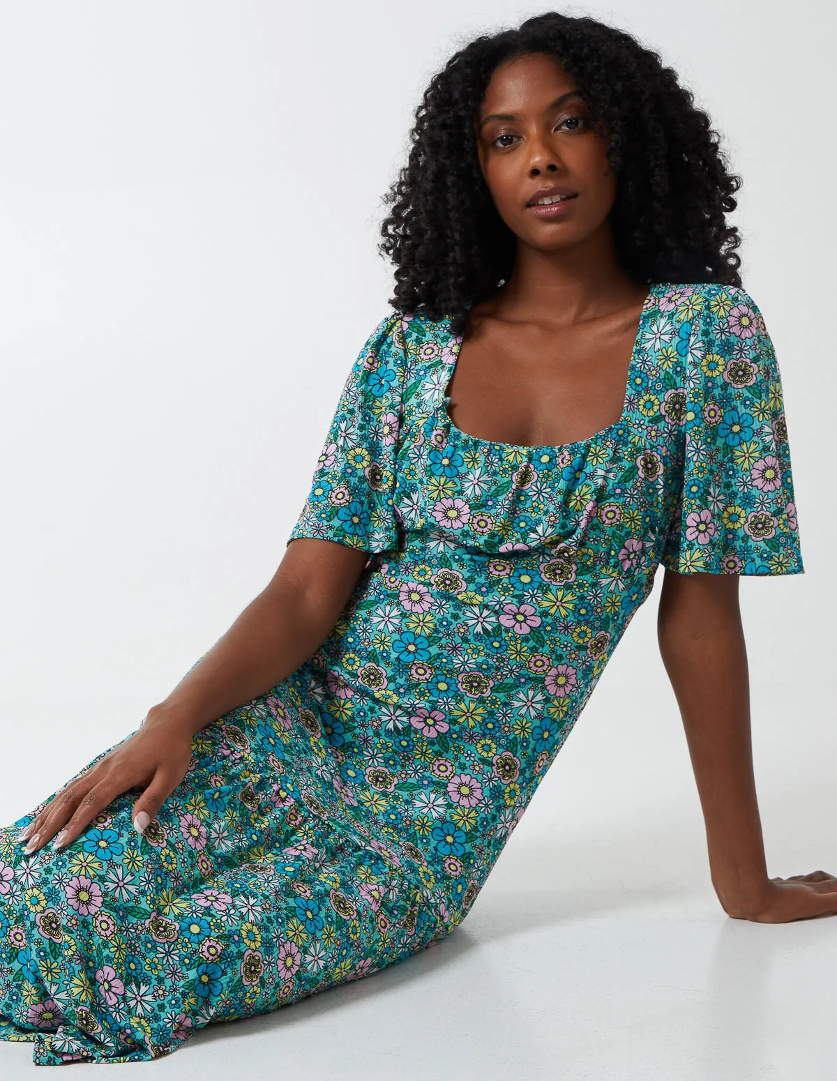 Ruched Front Angel Sleeve Dress sold by Blue Vanilla product image thumbnail 2