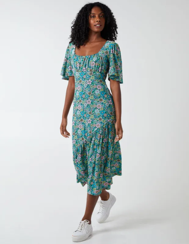 Ruched Front Angel Sleeve Dress sold by Blue Vanilla