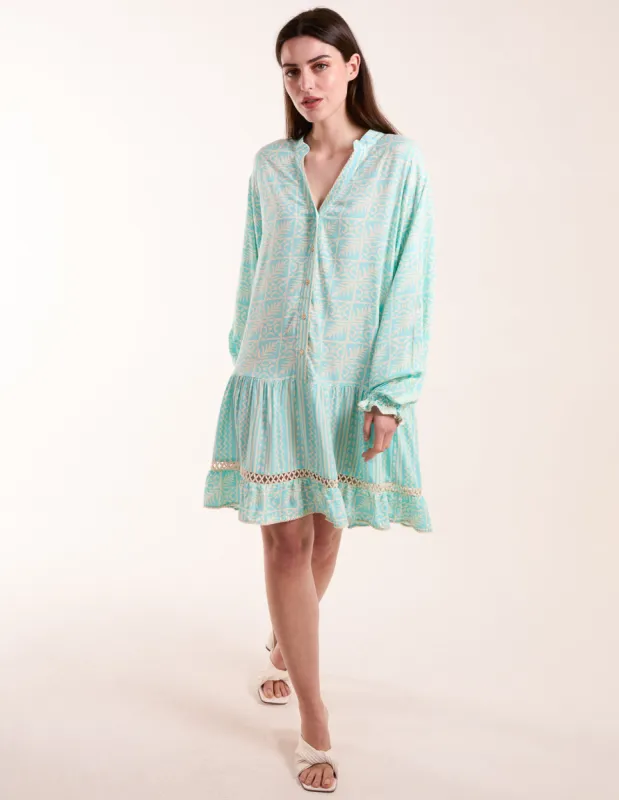 Tiered Button Down Mini Dress With Tier sold by Blue Vanilla