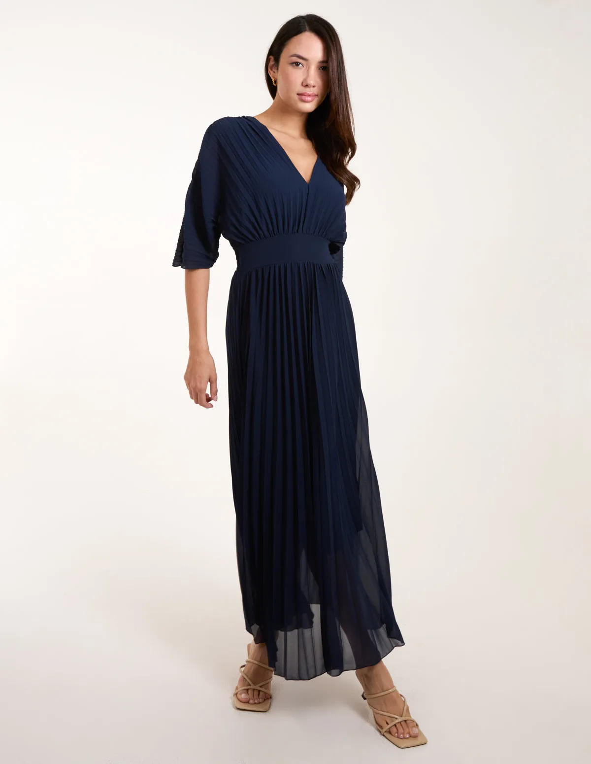 Double V Pleated Chiffon Dress sold by Blue Vanilla product image thumbnail 3