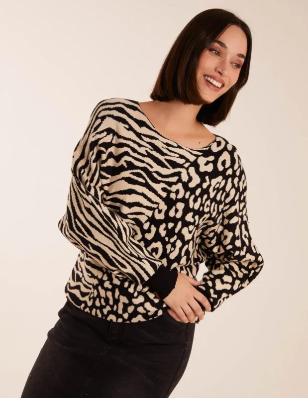 Multi Animal Cuffed Jumper made by Blue Vanilla