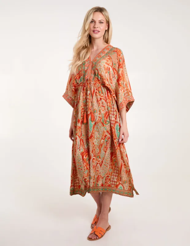 Embellished Kimono Midi Dress sold by Blue Vanilla