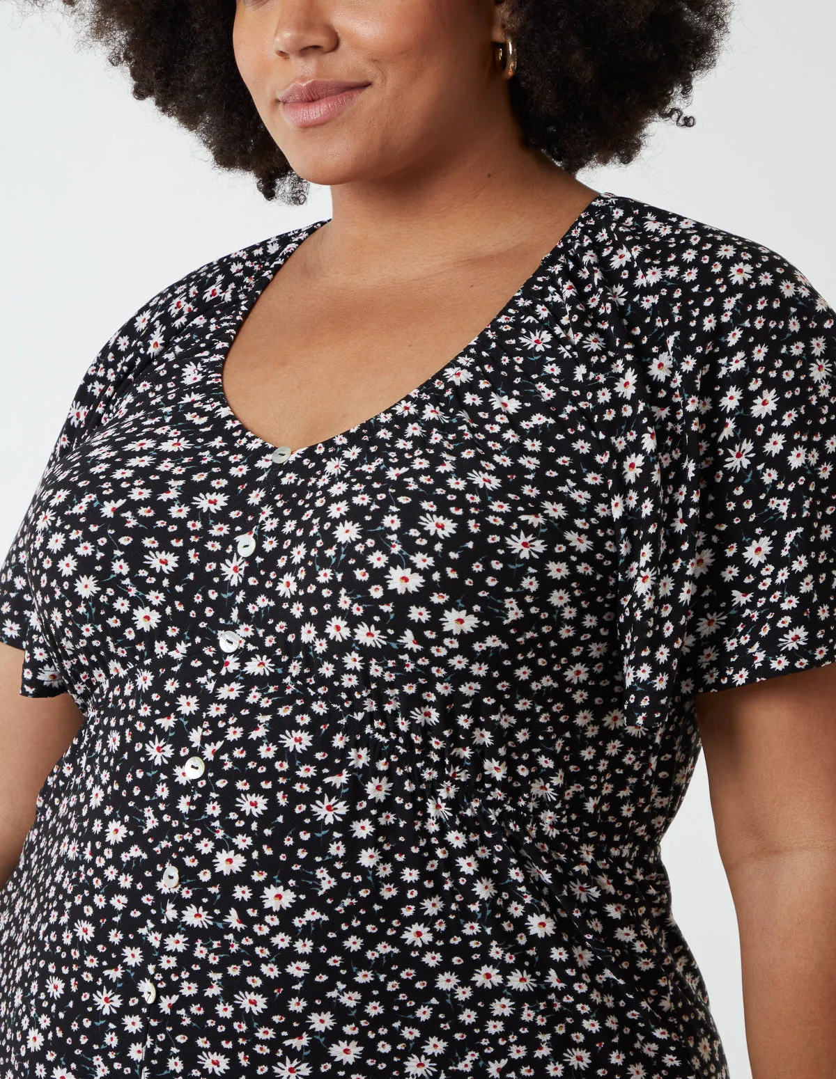 Curve Trapeze Button Through Raglan Mini Dress sold by Blue Vanilla product image thumbnail 2