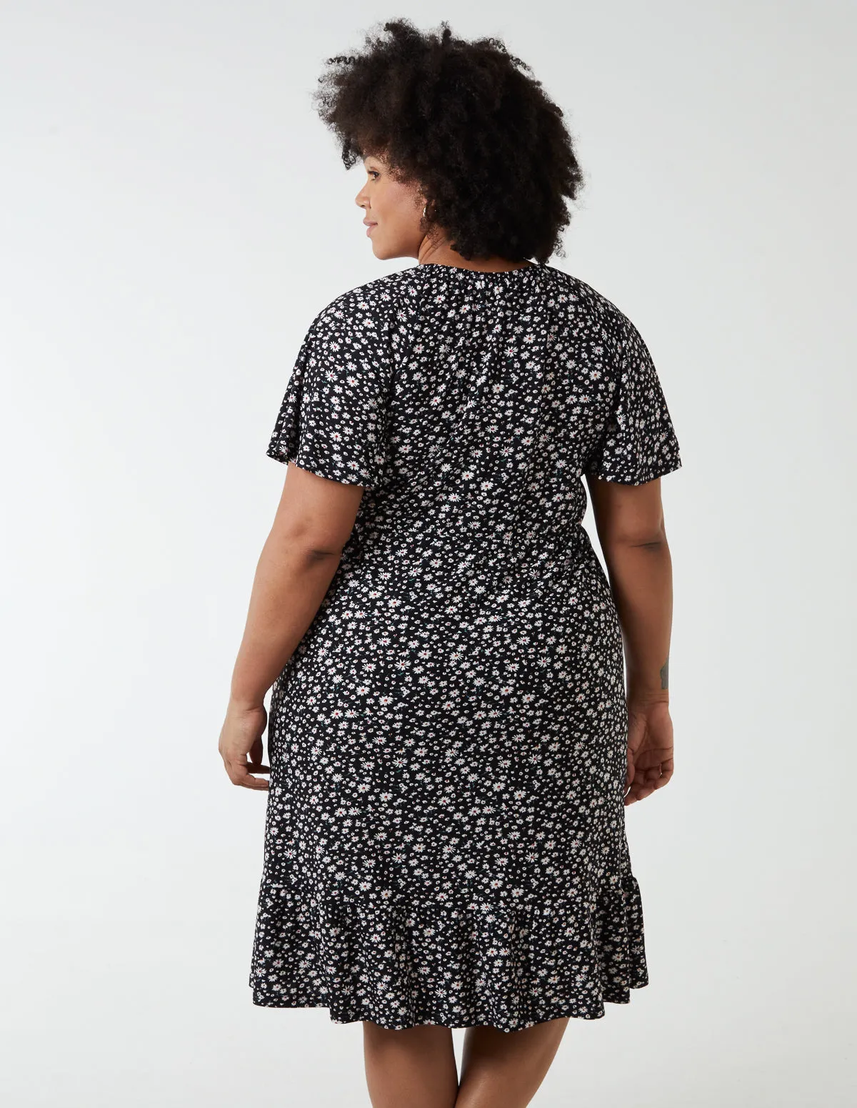 Curve Trapeze Button Through Raglan Mini Dress sold by Blue Vanilla product image thumbnail 4