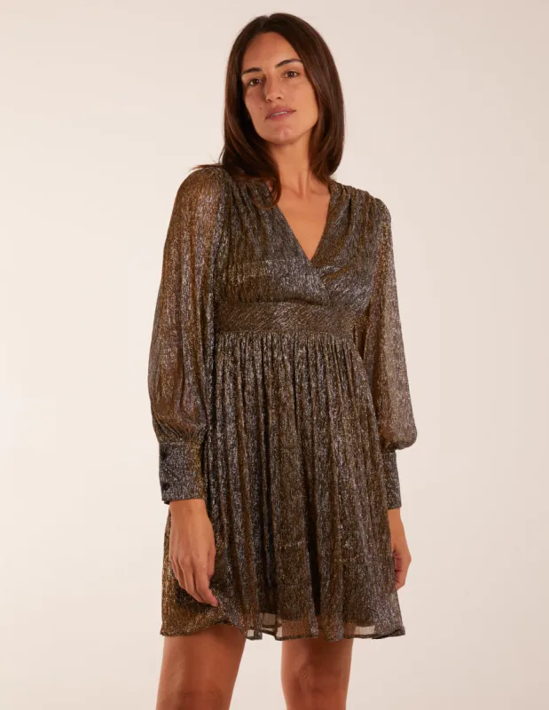 Metallic Wrap Mini Dress sold by Blue Vanilla