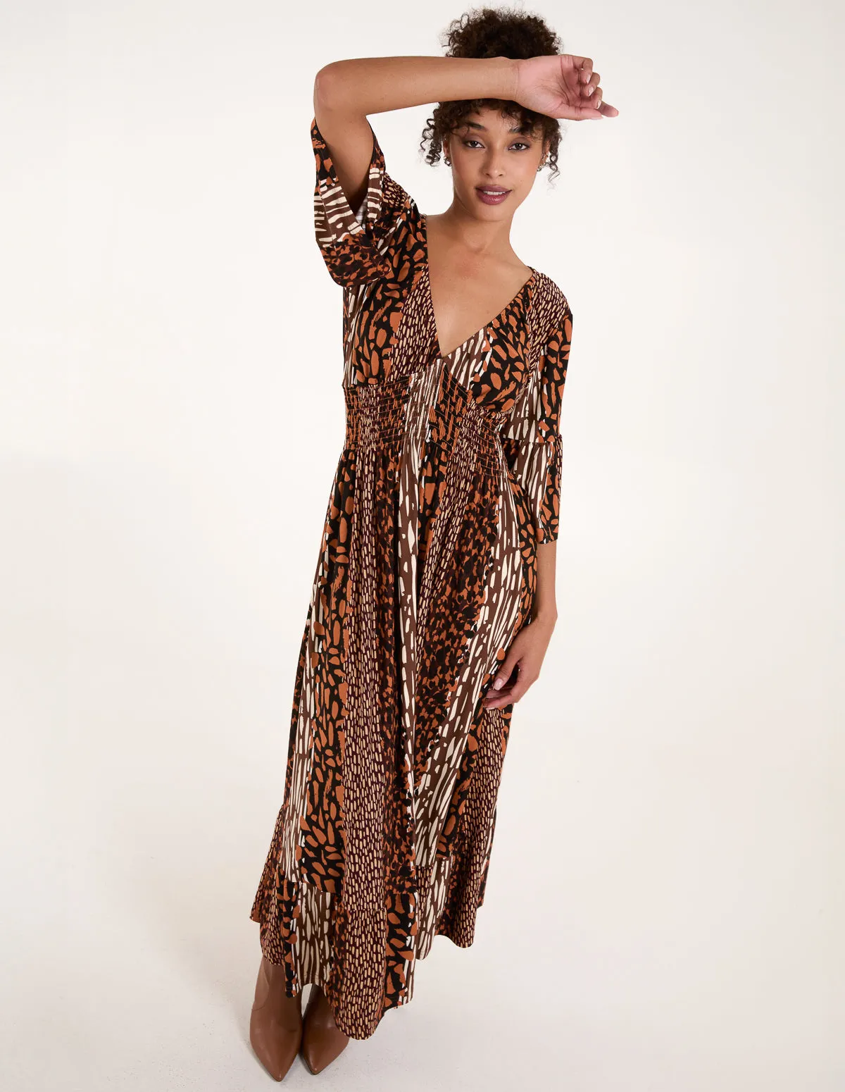 Patchwork Animal Shirred Waist Maxi Dress sold by Blue Vanilla product image thumbnail 2