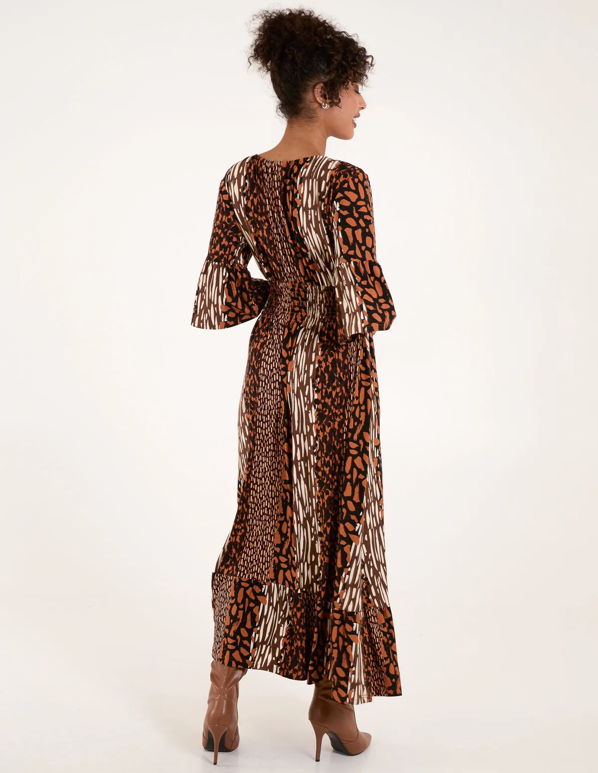 Patchwork Animal Shirred Waist Maxi Dress sold by Blue Vanilla product image thumbnail 4