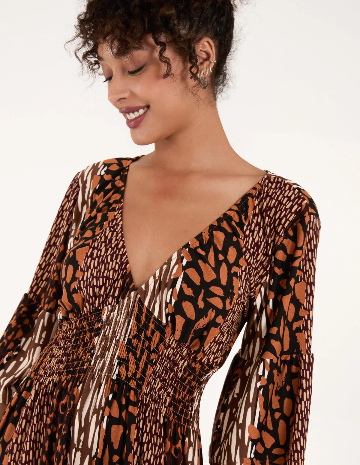 Patchwork Animal Shirred Waist Maxi Dress sold by Blue Vanilla product image thumbnail 3