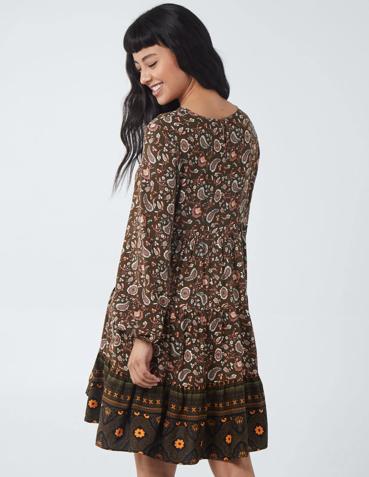Paisley Long Sleeve Smock Dress sold by Blue Vanilla product image thumbnail 5