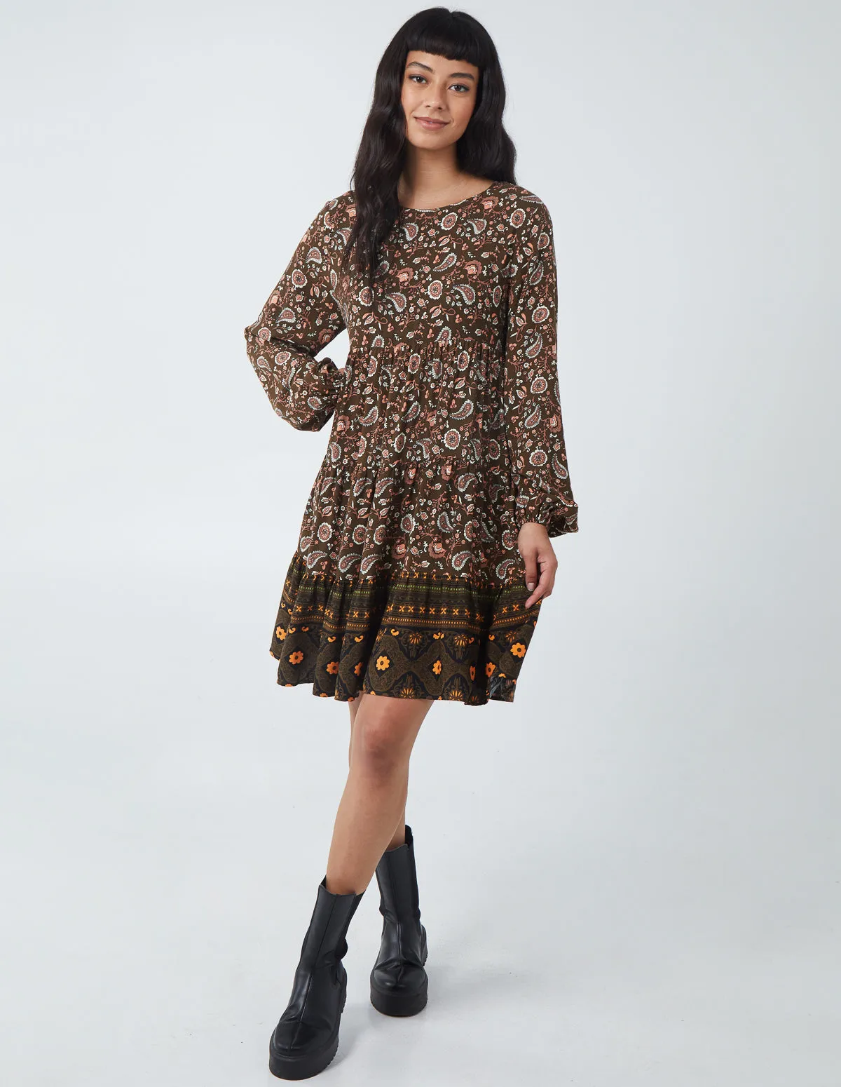 Paisley Long Sleeve Smock Dress sold by Blue Vanilla product image thumbnail 3