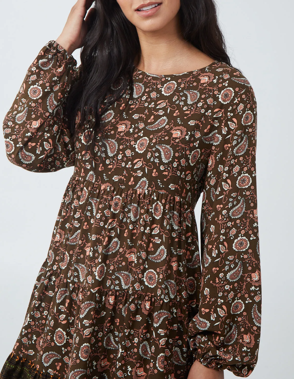 Paisley Long Sleeve Smock Dress sold by Blue Vanilla product image thumbnail 4