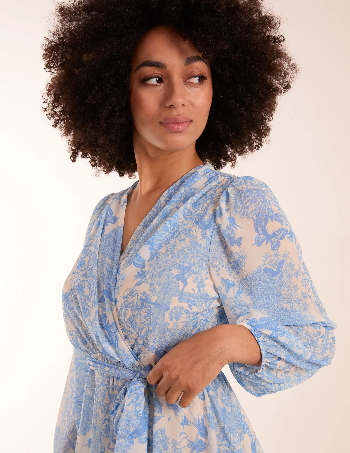 Butterfly Floral Wrap Dress sold by Blue Vanilla product image thumbnail 2