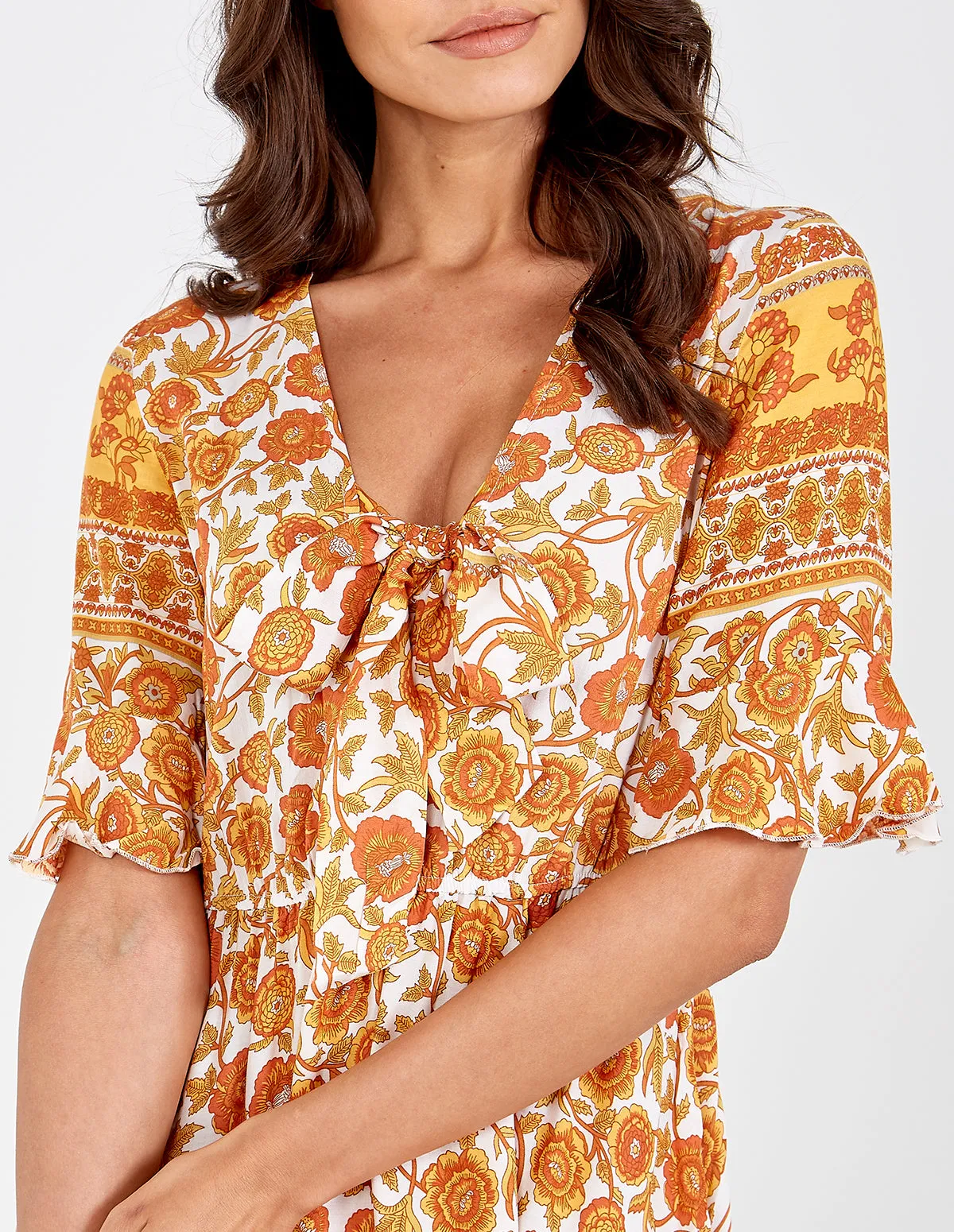 Tie Front Frill Sleeve Dress sold by Blue Vanilla product image thumbnail 3