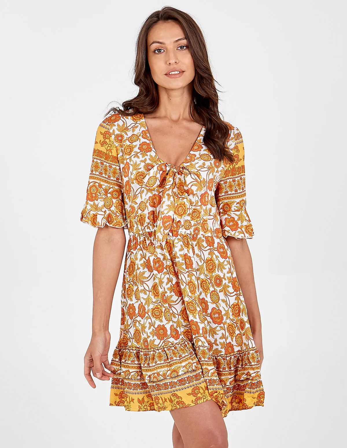 Tie Front Frill Sleeve Dress sold by Blue Vanilla product image thumbnail 2