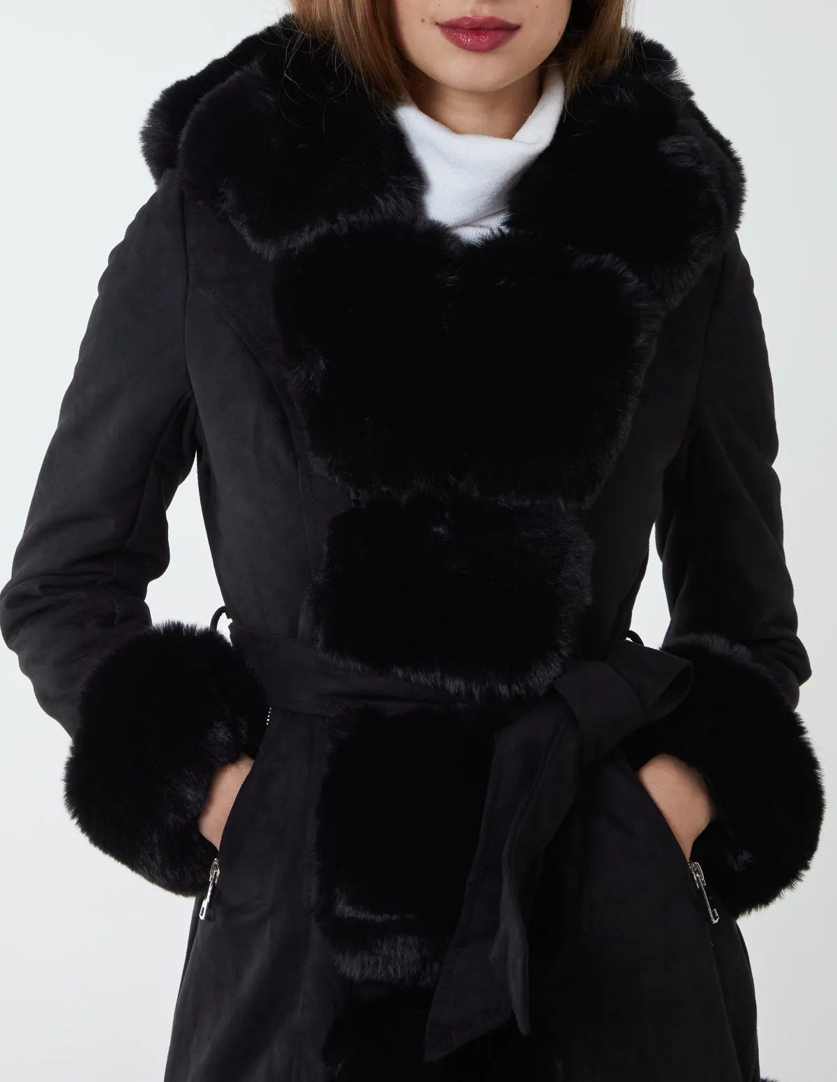 Pelted Faux Fur Belted Jacket sold by Blue Vanilla product image thumbnail 3