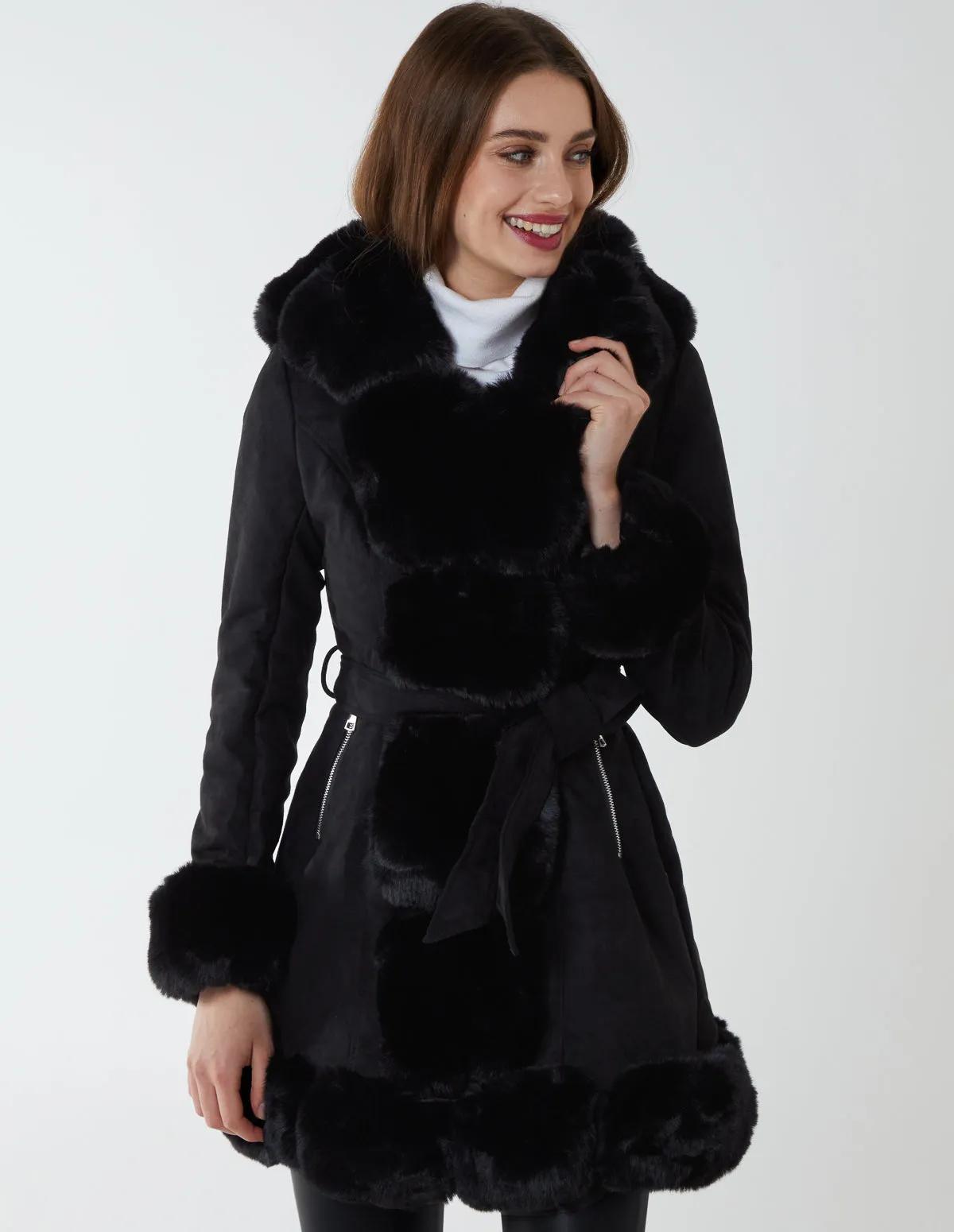 Pelted Faux Fur Belted Jacket sold by Blue Vanilla product image thumbnail 2