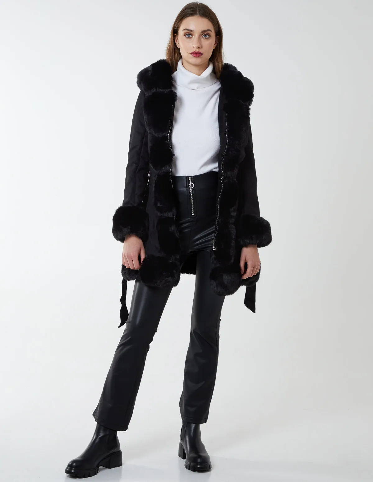 Pelted Faux Fur Belted Jacket sold by Blue Vanilla product image thumbnail 4