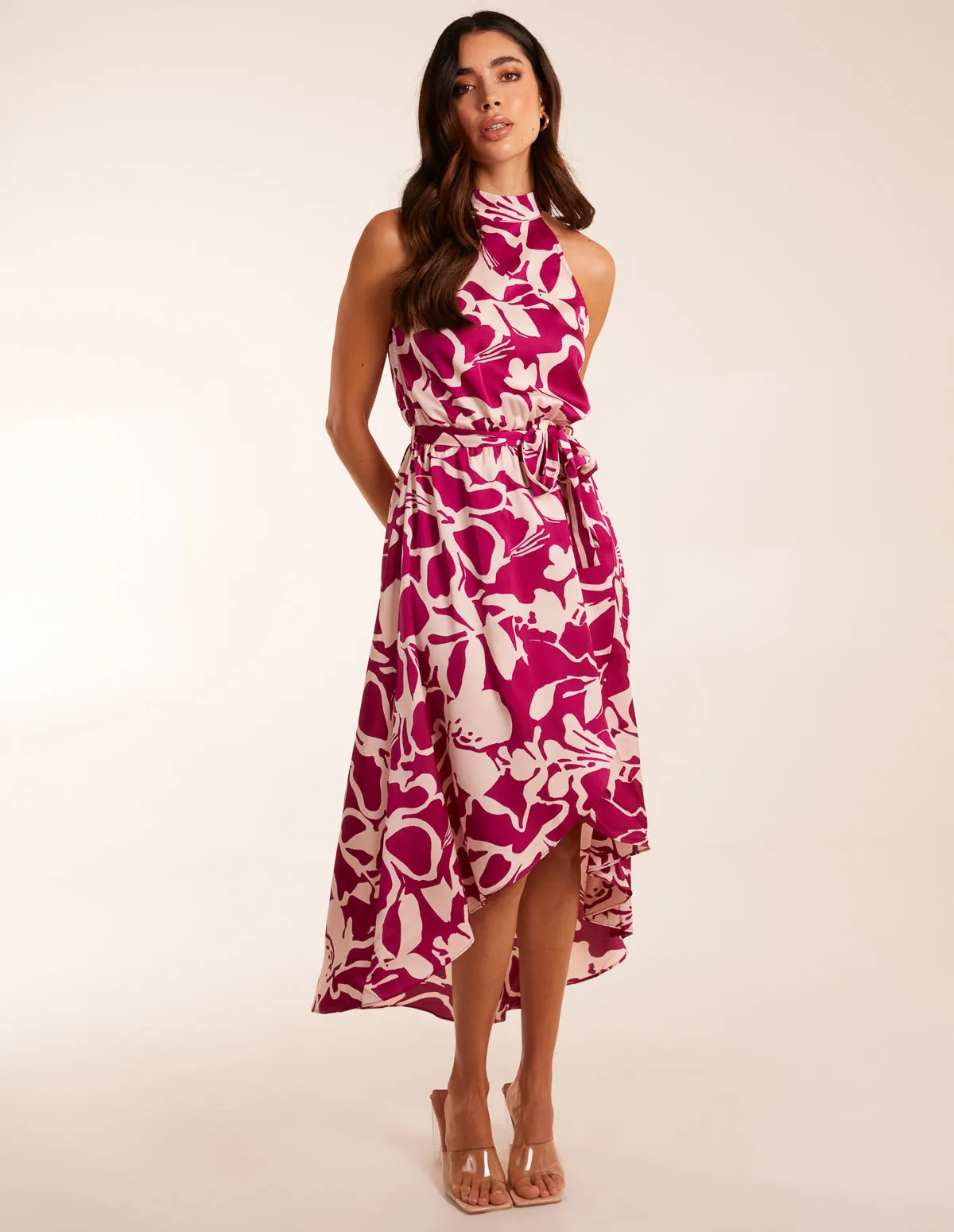 Abstract Print Halter Neck Midi Wrap Dress sold by Blue Vanilla product image thumbnail 2