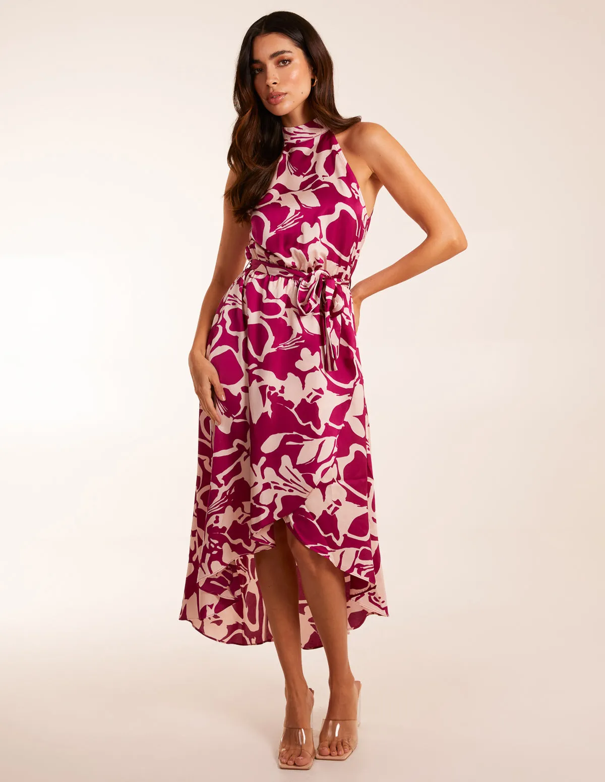 Abstract Print Halter Neck Midi Wrap Dress sold by Blue Vanilla product image thumbnail 4