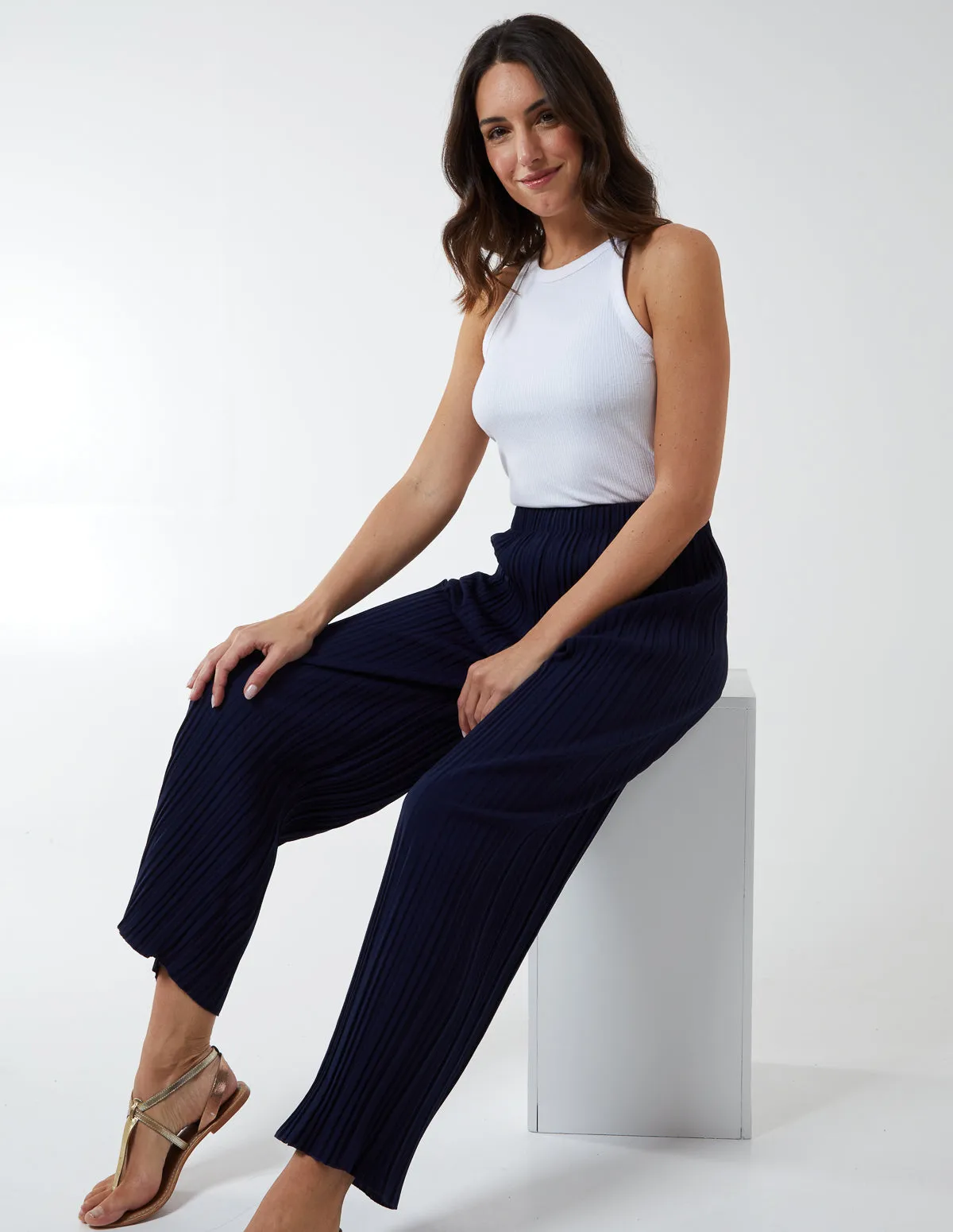 Elastic Waist Pleated Culotte sold by Blue Vanilla