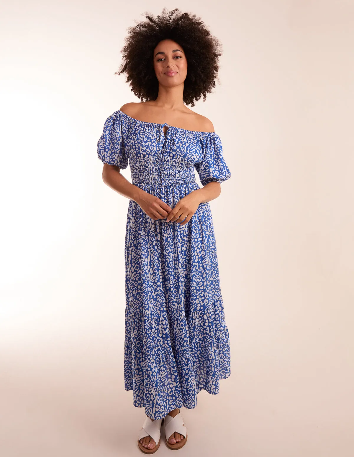 Tie Front Shirred Waist Midi Dress sold by Blue Vanilla