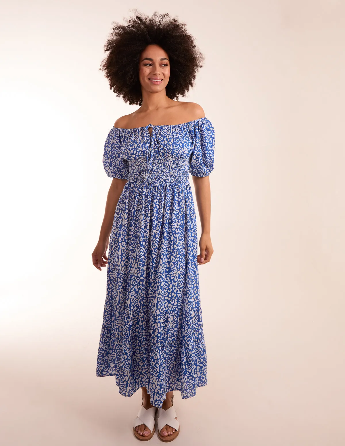 Tie Front Shirred Waist Midi Dress sold by Blue Vanilla product image thumbnail 2
