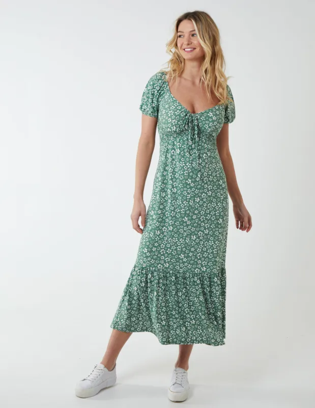 Shirred Milkmaid Sweetheart Midi Dress sold by Blue Vanilla