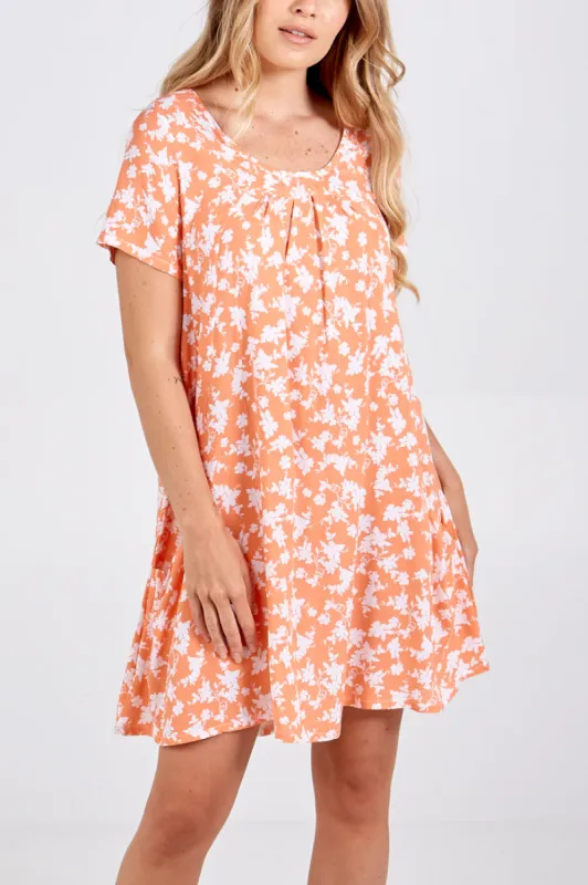 Pleated Front Patch Pocket Swing Dress made by Blue Vanilla