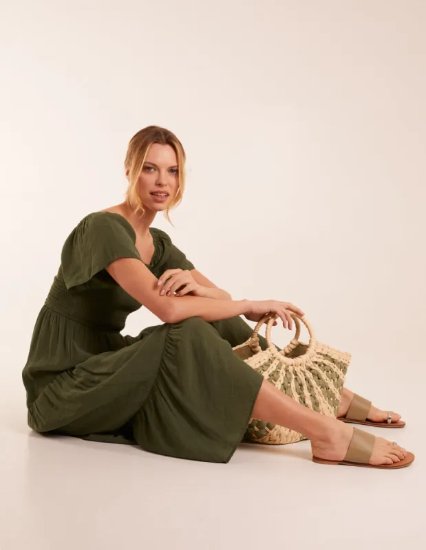 Milkmaid Square Neck Flutter Sleeve Dress sold by Blue Vanilla