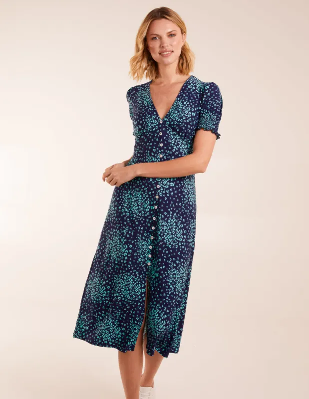 Ditsy Floral Button Front Midi Dress sold by Blue Vanilla