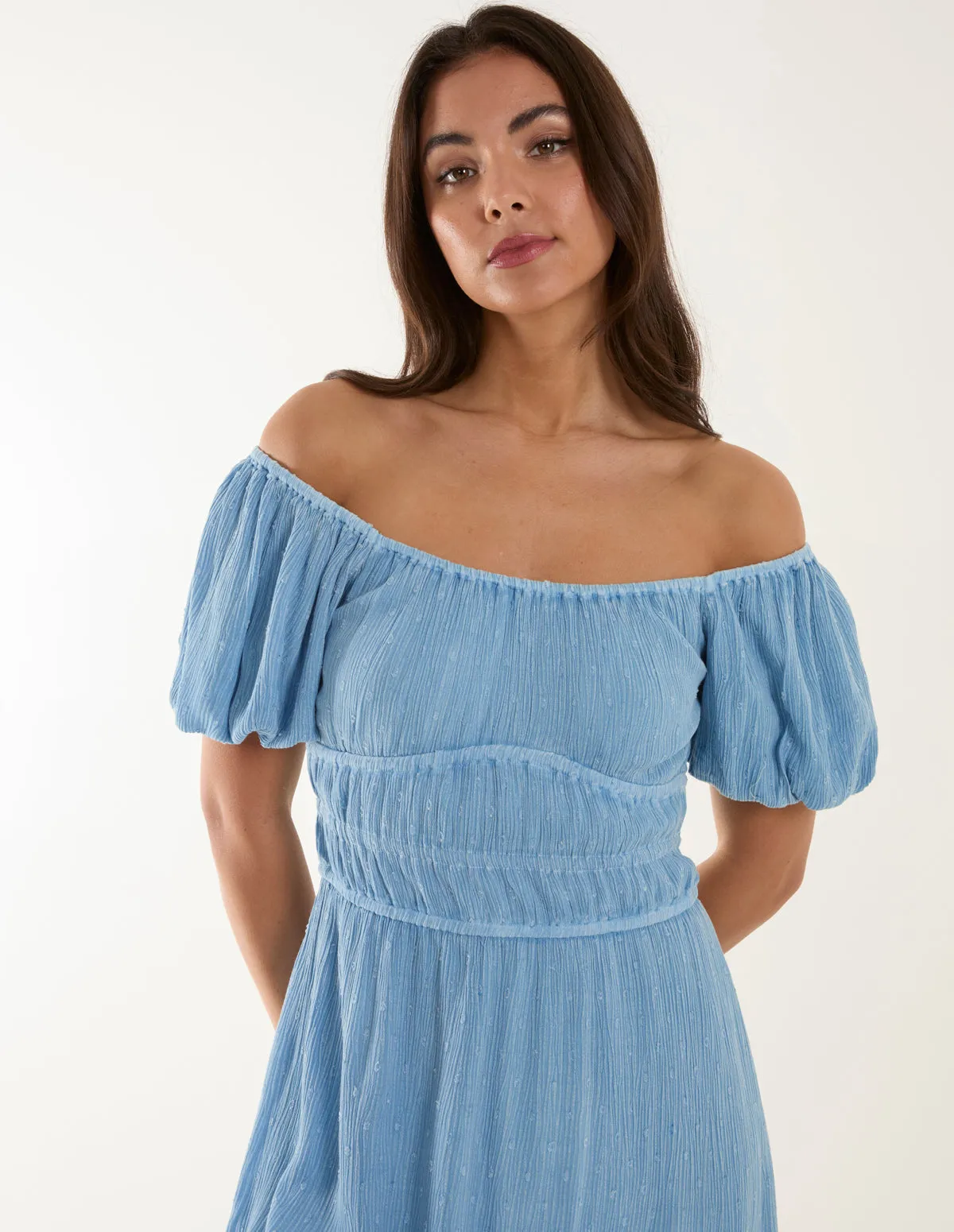 Puff Ball Bardot Mini Dress sold by Blue Vanilla product image thumbnail 2