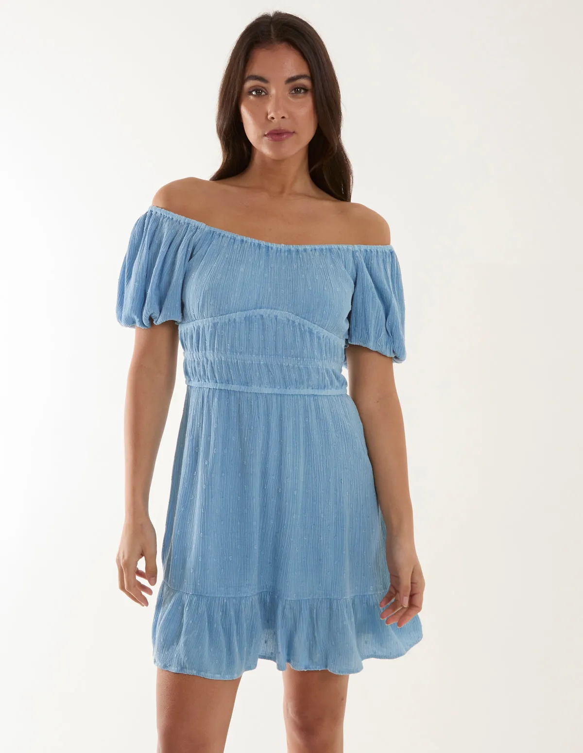 Puff Ball Bardot Mini Dress sold by Blue Vanilla product image thumbnail 3