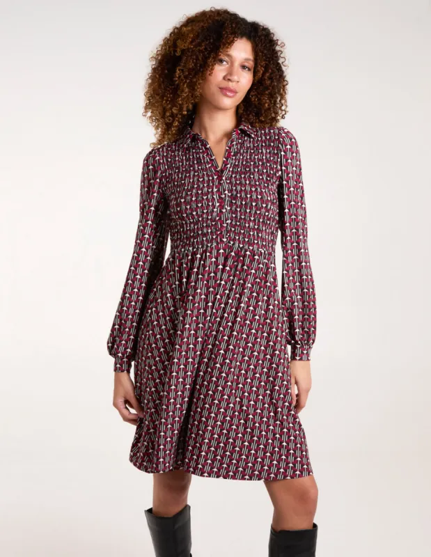 Shirred Bust Long Sleeve Mini Shirt Dress sold by Blue Vanilla