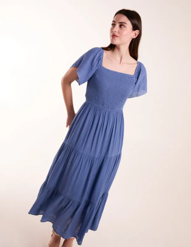 Milkmaid Square Neck Flutter Sleeve Dress sold by Blue Vanilla