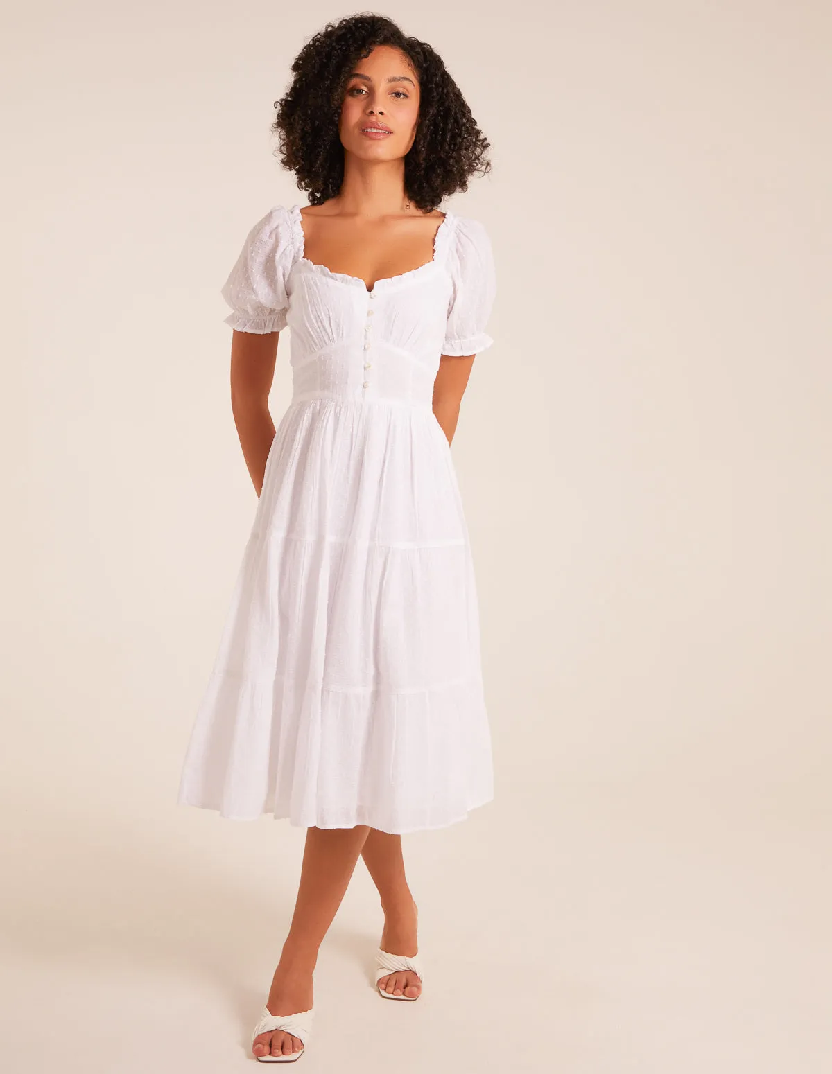 Puff Sleeve Button Through Midi Dress sold by Blue Vanilla product image thumbnail 3
