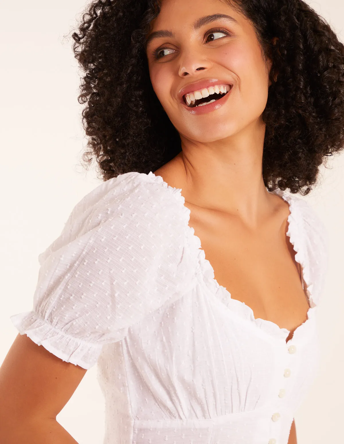 Puff Sleeve Button Through Midi Dress sold by Blue Vanilla product image thumbnail 4