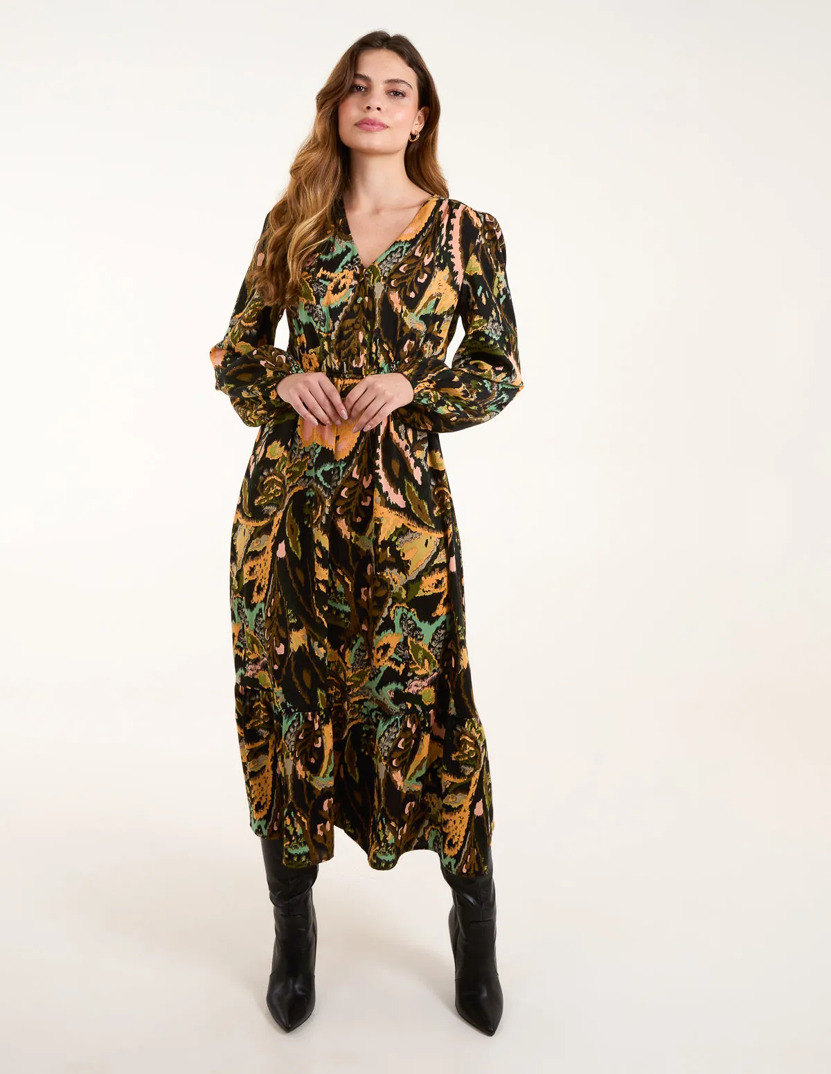 Button Front Frill Hem Abstract Dress sold by Blue Vanilla product image thumbnail 3