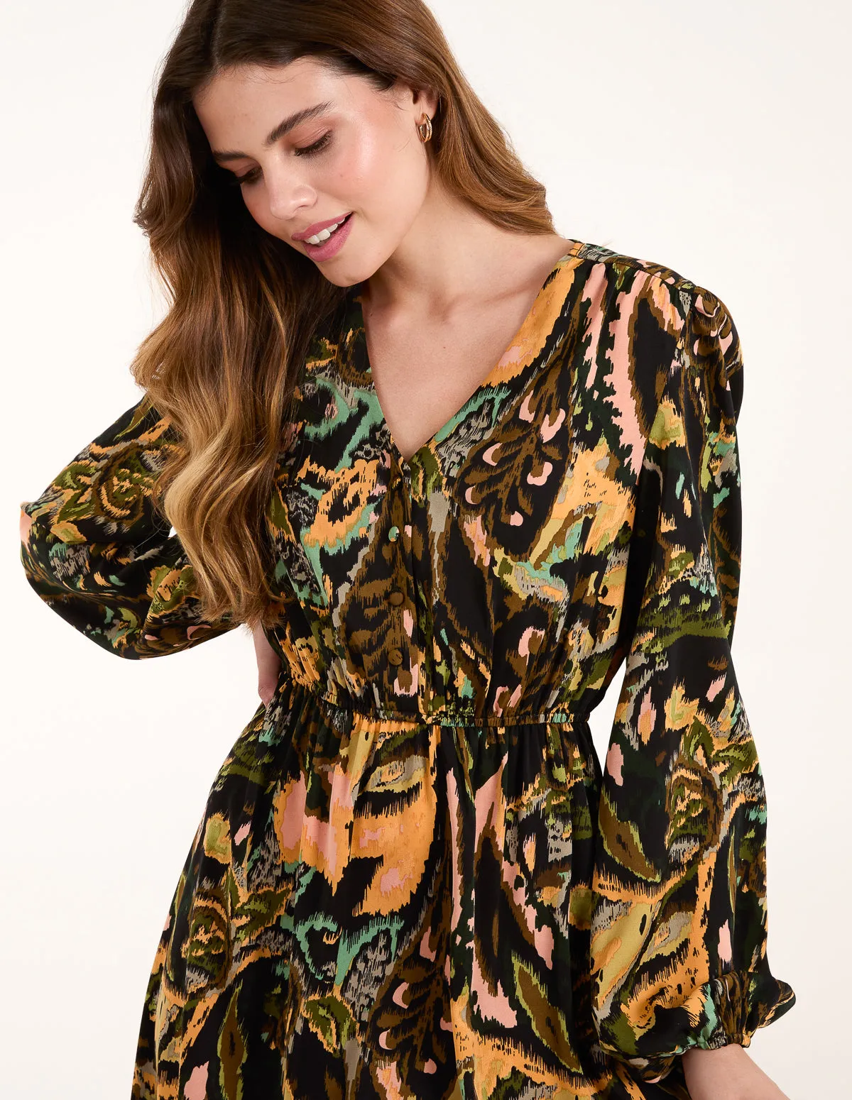 Button Front Frill Hem Abstract Dress sold by Blue Vanilla product image thumbnail 2