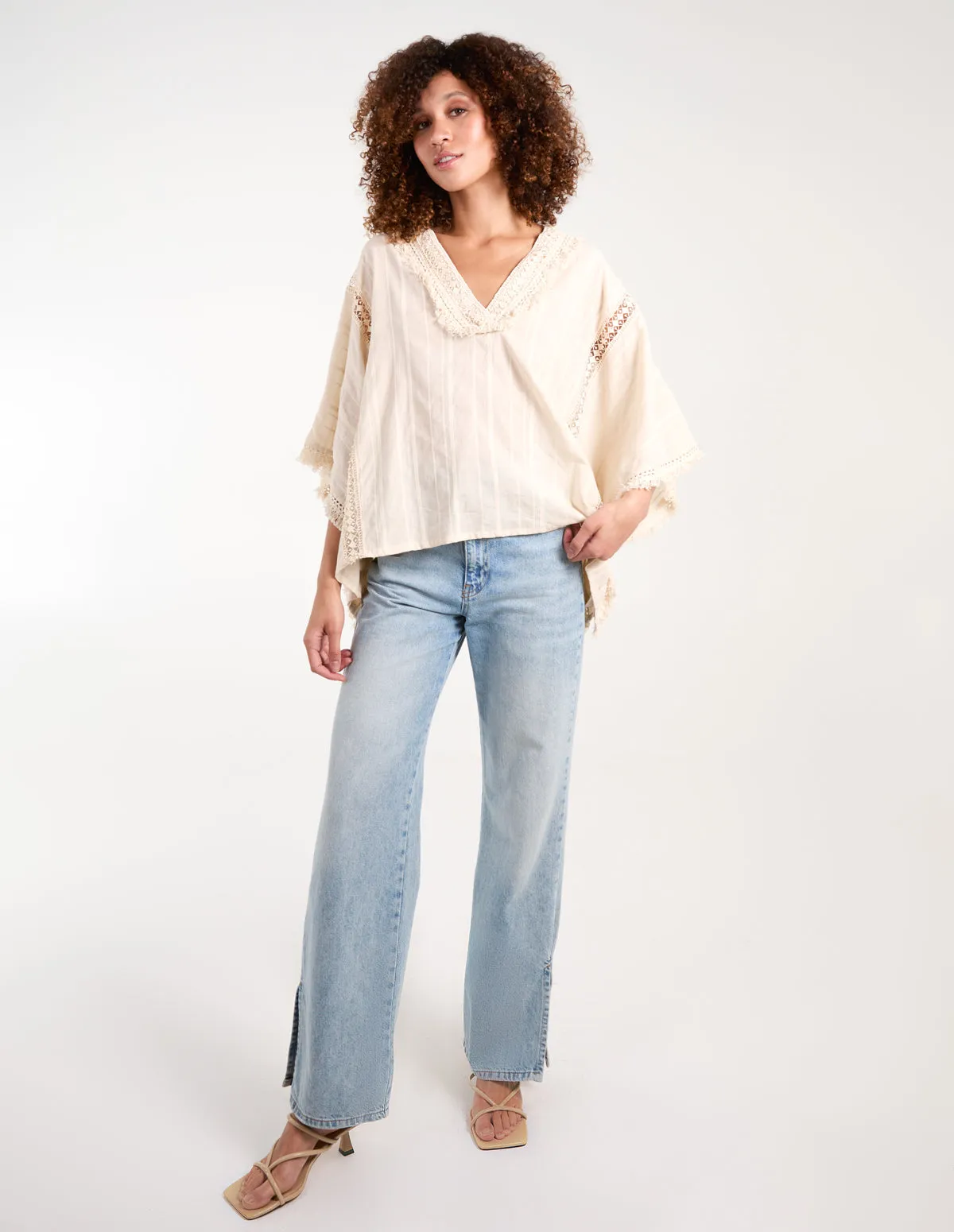 V Front Crochet Fringe Kimono Top sold by Blue Vanilla product image thumbnail 3