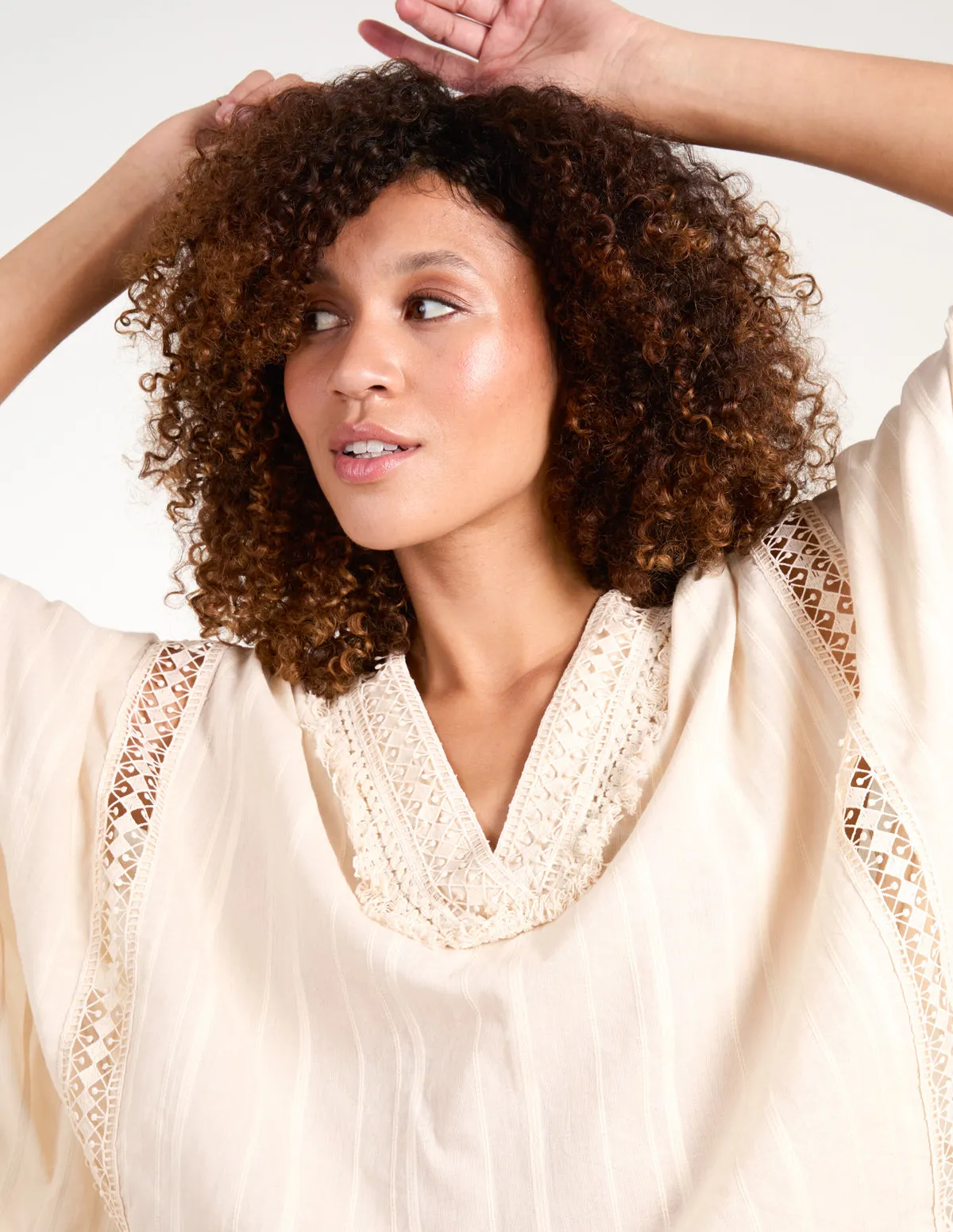 V Front Crochet Fringe Kimono Top sold by Blue Vanilla product image thumbnail 2