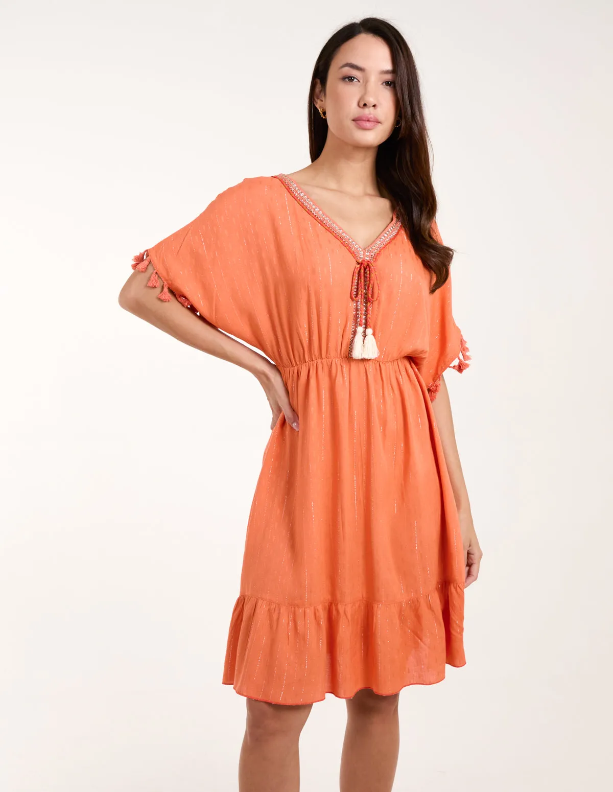 Tassel Detail V Neck Dress sold by Blue Vanilla product image thumbnail 3