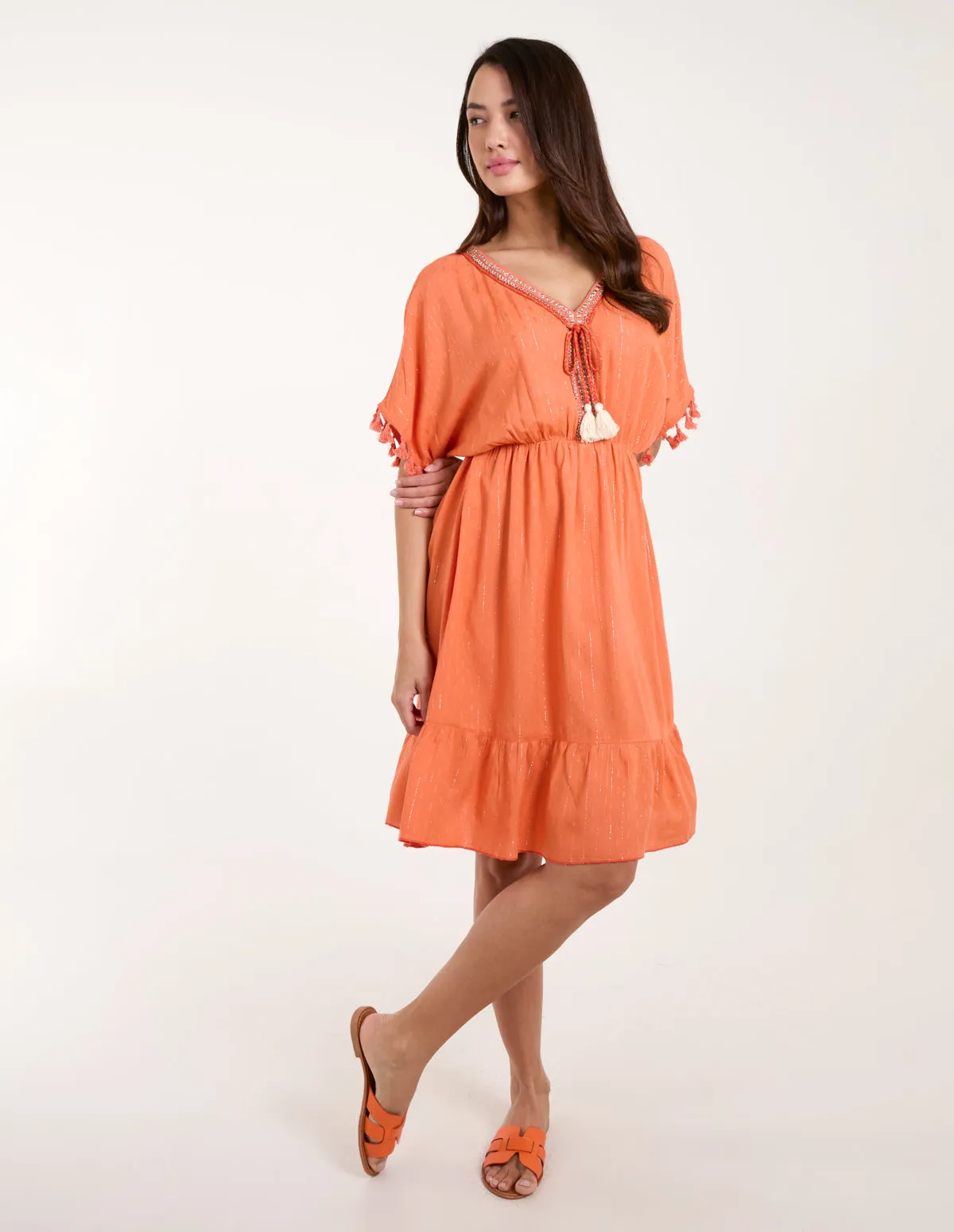 Tassel Detail V Neck Dress sold by Blue Vanilla