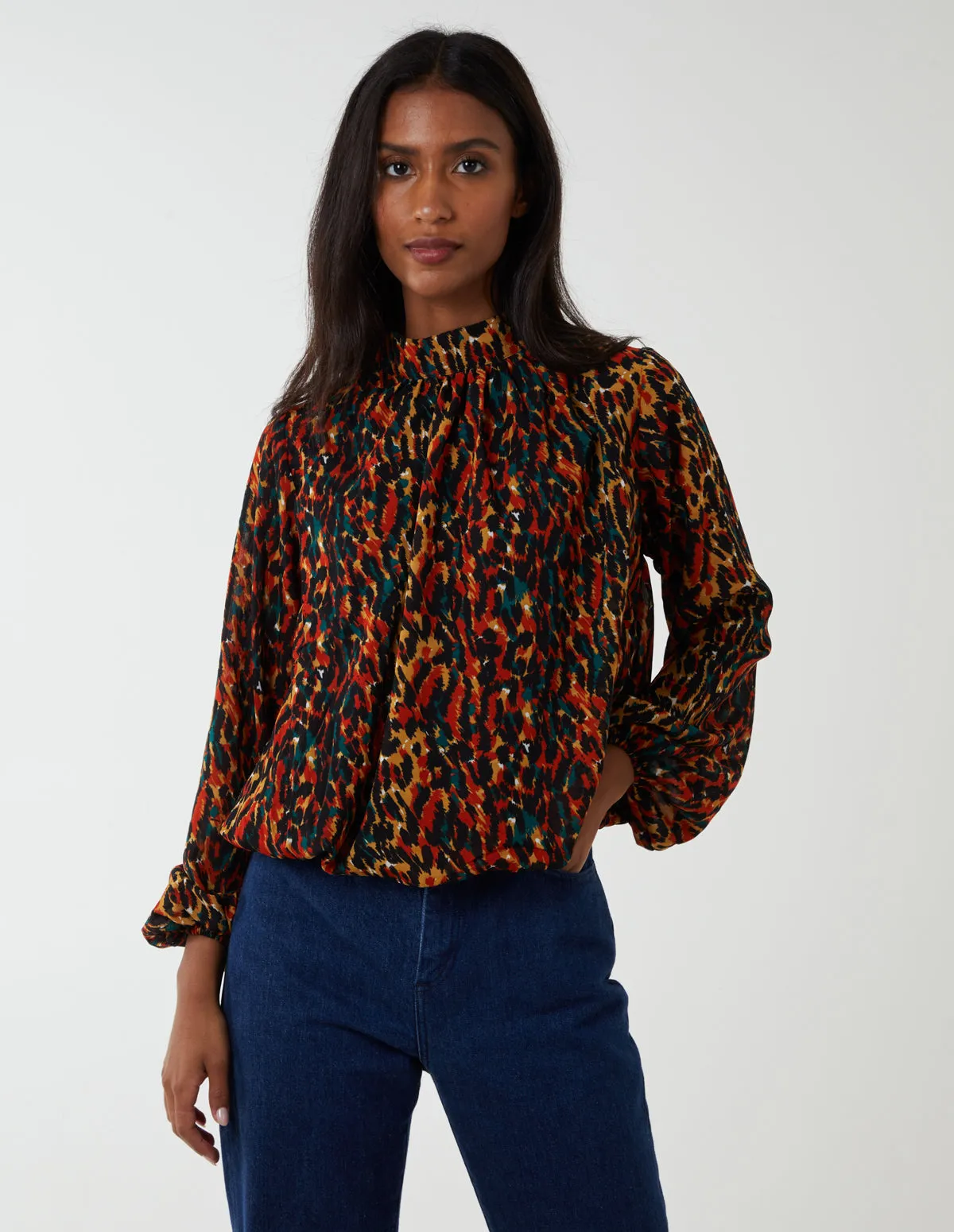 Animal Print Blouson Top sold by Blue Vanilla