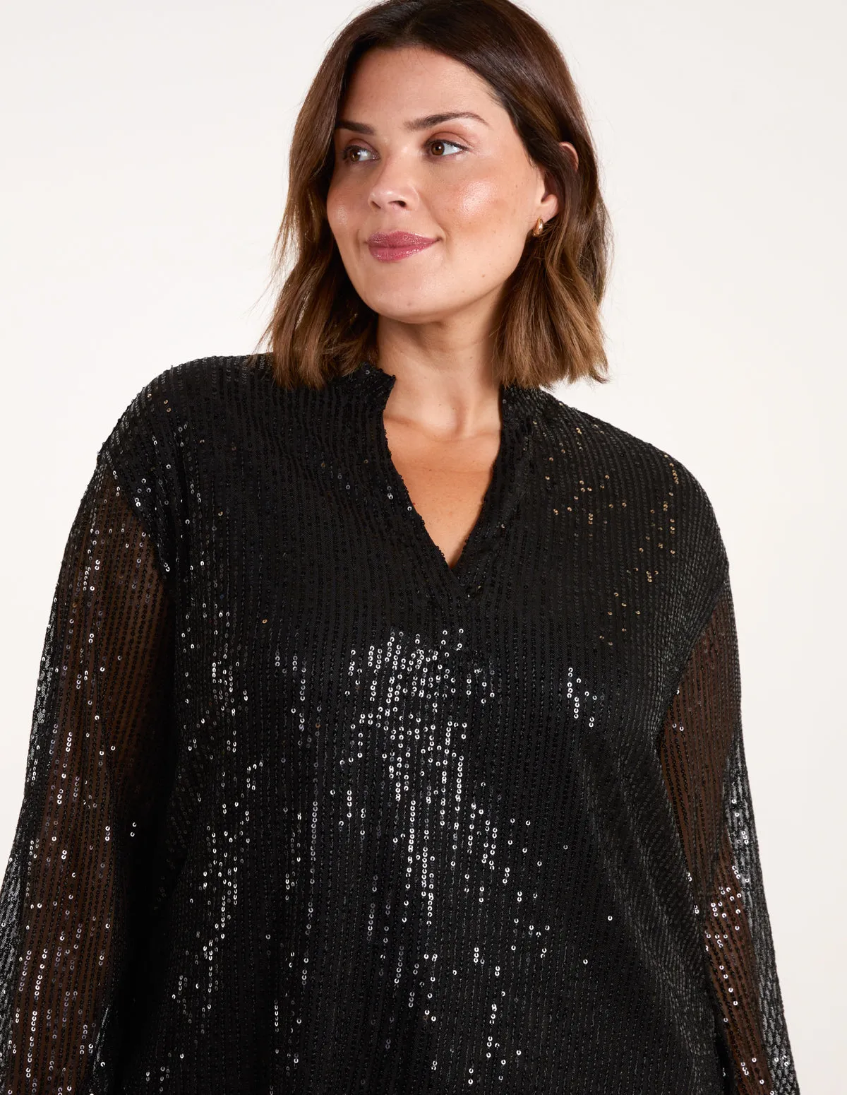 Curve Grandad Collar Sequin Shirt sold by Blue Vanilla product image thumbnail 4