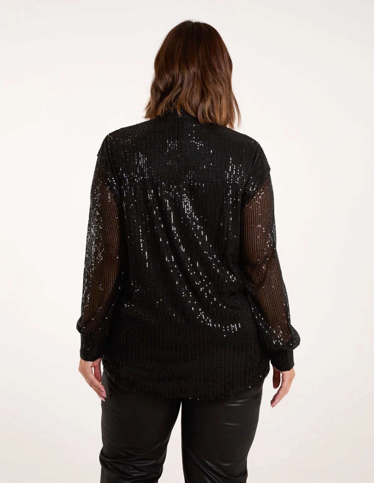 Curve Grandad Collar Sequin Shirt sold by Blue Vanilla product image thumbnail 5