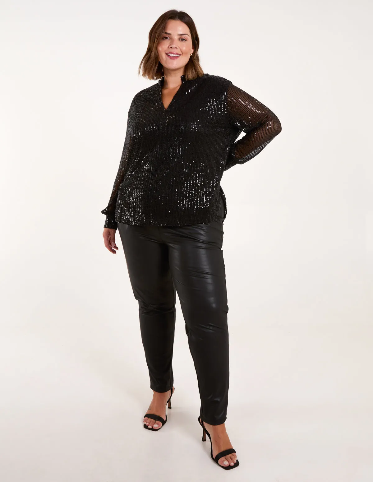 Curve Grandad Collar Sequin Shirt sold by Blue Vanilla product image thumbnail 2