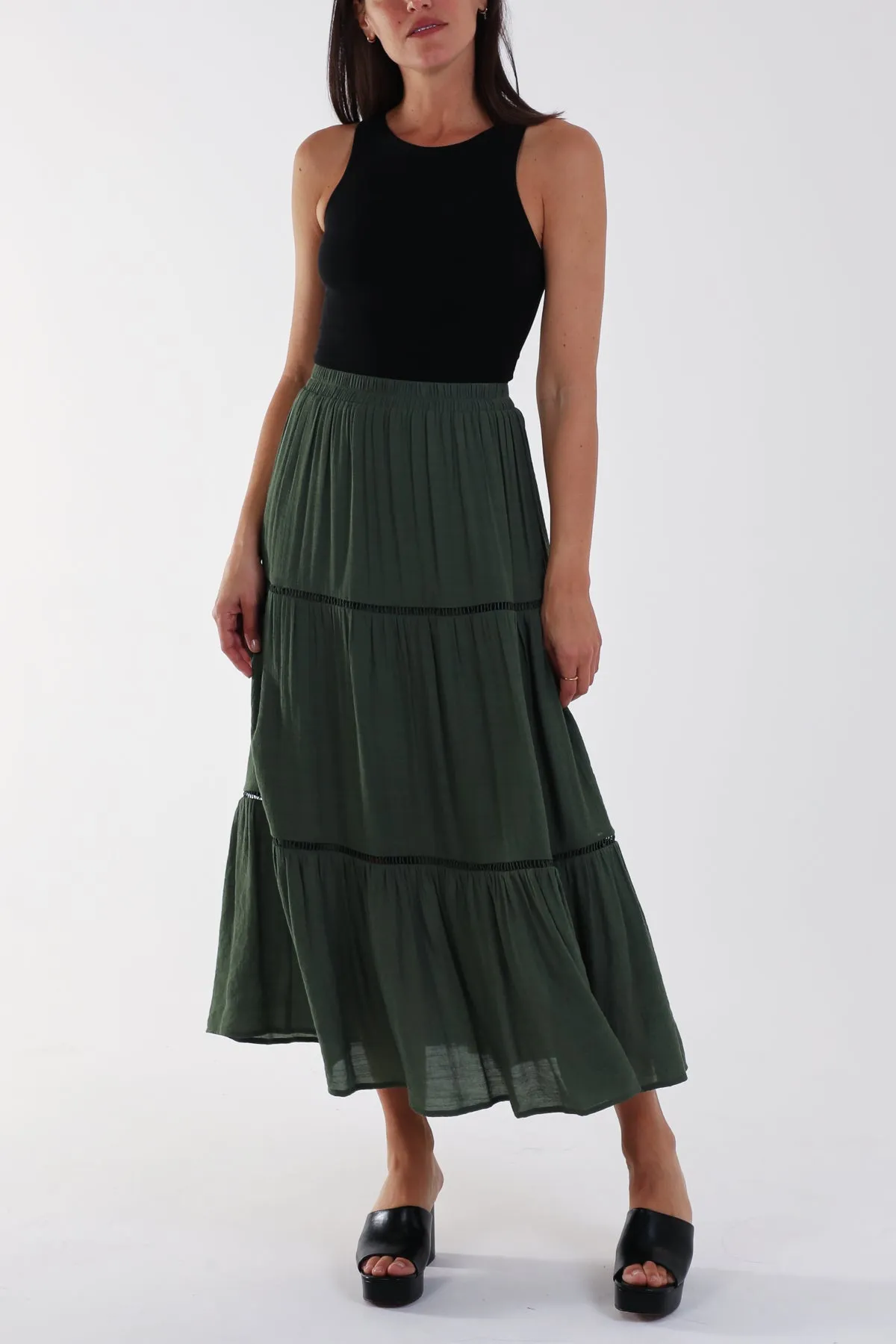 Ladder Trim Midi Skirt sold by Blue Vanilla