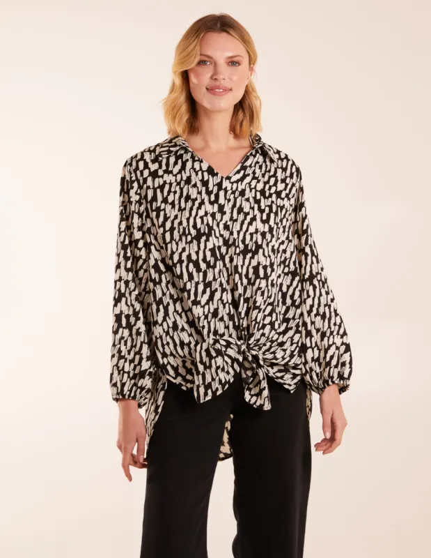 High Low Hem Tie Knot Blouse sold by Blue Vanilla